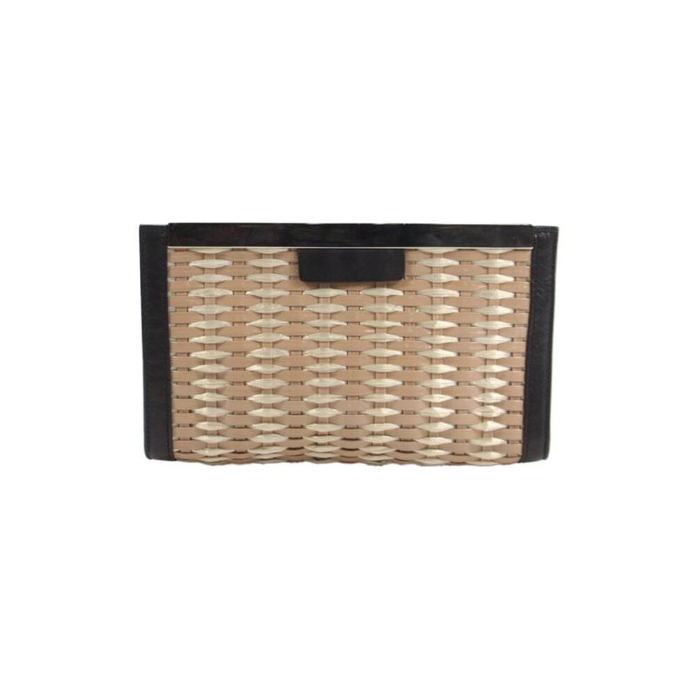 Marni Womens Straw Woven Clutch Handbag Beige